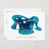 冬の雪の森クリスマスホリデーグリーティング ポストカード (正面/裏面)