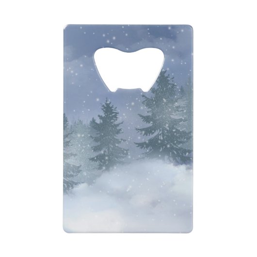 冬の雪の森ジッポライター クレジットカード栓抜き (正面)