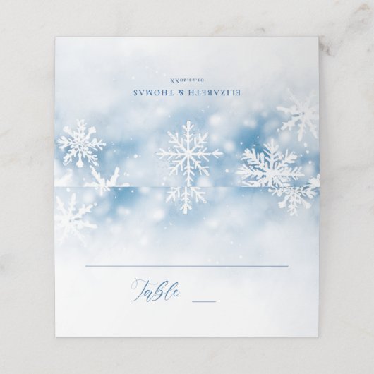 冬の雪の森結婚座席表 プレイスカード (外部開封)