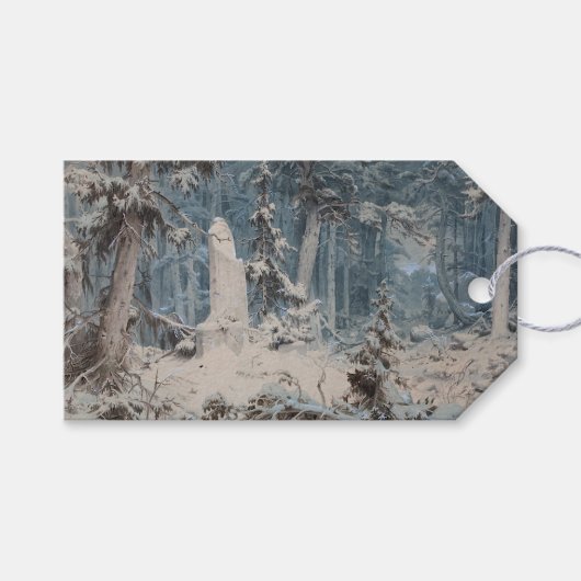 冬の雪の森（Andreas Achenbach著） ギフトタグ (正面(横))