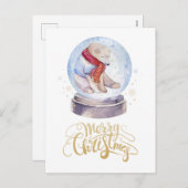 冬の雪の極熊メリークリスマス シーズンポストカード (正面/裏面)