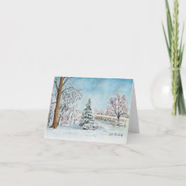 冬の雪の水の色絵を描の シーズンカード