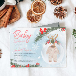 冬の雪の氷クリスマスベビーシャワー 招待状