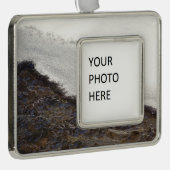 冬の雪の流れのストライプ シルバープレートフレームオーナメント (右)