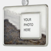 冬の雪の流れのストライプ シルバープレートフレームオーナメント (左)