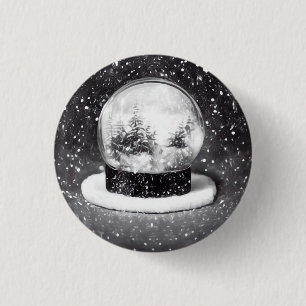 冬の雪の球体 缶バッジ