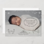 冬の雪の男の赤ちゃん写真誕生のお知らせ 案内状 (正面/裏面)