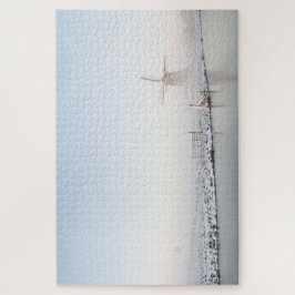 冬の雪の白い景色の風車 ジグソーパズル