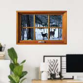 冬の雪の窓の幻想ポスターの2人 ポスター (ホームオフィス)