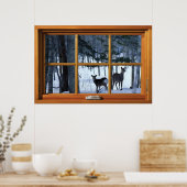 冬の雪の窓の幻想ポスターの2人 ポスター (キッチン)