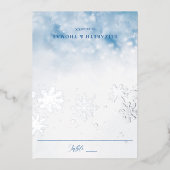 冬の雪の箔押しウエディング テーブルプレイスカード 箔招待状 (正面)