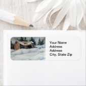 冬の雪の納屋、農業松の風景を覆った。 ラベル (インサイチュ)