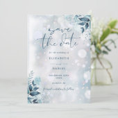 冬の雪の素朴フローラの結婚写真 セーブザデート (スタンド正面)