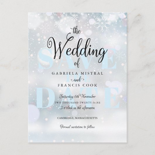 冬の雪の結晶がお知らせします 案内ポストカード (正面)