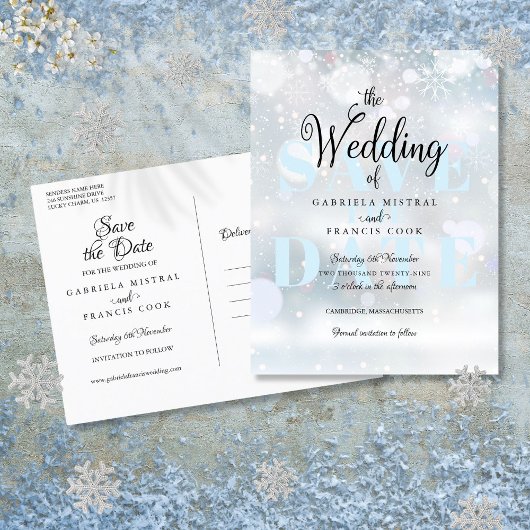 冬の雪の結晶がお知らせします 案内ポストカード