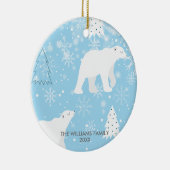 冬の雪の結晶とホッキョクグマのオルナメント セラミックオーナメント (右)
