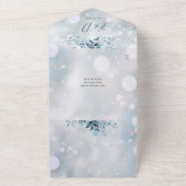 冬の雪の結晶と花のQRコード付きウェディングフォト オールインワン招待状 (外側)