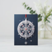 🎄 冬の雪の結晶のオーナメントのエレガンス ❄️ 祝祭 ポストカード (スタンド正面)