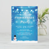 冬の雪の結晶のストリングライト クリスマスパーティー 招待状 (スタンド正面)