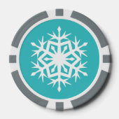 冬の雪の結晶のターコイズ ポーカーチップ (正面)