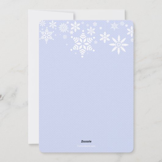 冬の雪の結晶のブルーの誕生お知らせ シーズンカード (裏面)