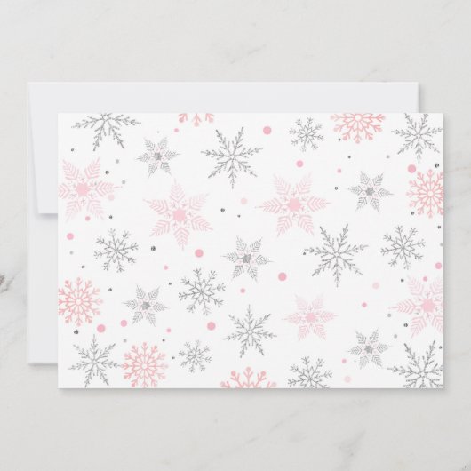 冬の雪の結晶の写真 1歳の誕生日お礼カード 招待状 (裏面)