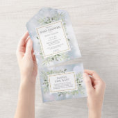 冬の雪の結晶の緑の葉ベビーシャワー オールインワン招待状 (貼ってはがせる)