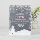 冬の雪の結晶の誕生日招待状  どの年齢にも 招待状 (スタンド正面)
