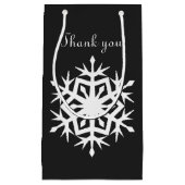 冬の雪の結晶インブラック抱き枕 スモールペーパーバッグ (正面)
