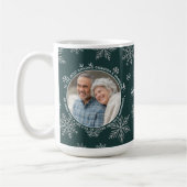 冬の雪の結晶カスタム写真クリスマス コーヒーマグカップ (左)