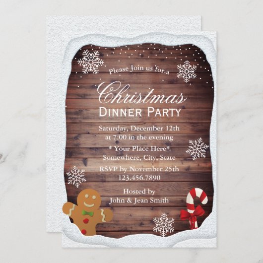 冬の雪の結晶クリスマスディナーホリデーパーティー 招待状
