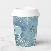冬の雪の結晶クリスマスパーティー 紙コップ (裏面)