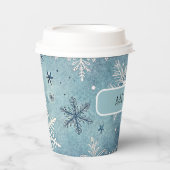 冬の雪の結晶クリスマスパーティー 紙コップ (正面)