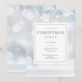 冬の雪の結晶クリスマスホリデーパーティー 招待状 (正面/裏面)