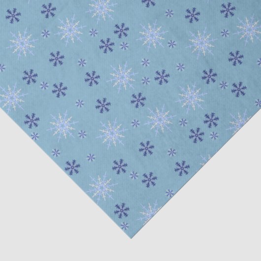 冬の雪の結晶パターンブルー 薄葉紙 (詳細)