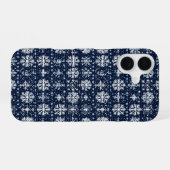 冬の雪の結晶パターン iPhone 16ケース (裏面横)