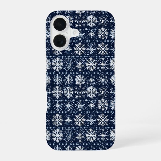 冬の雪の結晶パターン iPhone 16ケース (裏面)