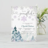 冬の雪の結晶ベイビーシャワー招待状 招待状 (スタンド正面)