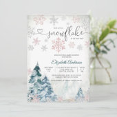冬の雪の結晶ベイビーシャワー招待状 招待状 (スタンド正面)