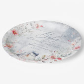 冬の雪の結晶ベビーその冷たい外の鳥 ペーパープレート (アングル)