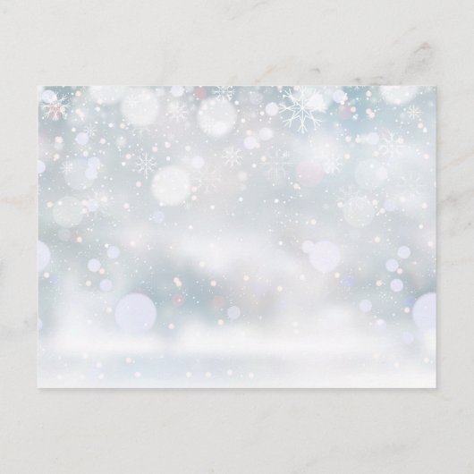 冬の雪の結晶ベビー写真ありがとう誕生 案内ポストカード (裏面)