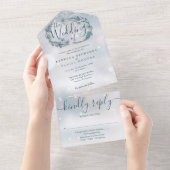 冬の雪の結晶ボヘミアン結婚の葉 オールインワン招待状 (貼ってはがせる)