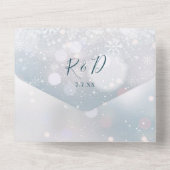 冬の雪の結晶ボヘミアン結婚の葉 オールインワン招待状 (裏面)