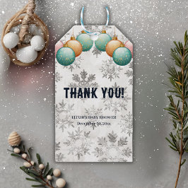 冬の雪の結晶ボールオーナメントベビーシャワー ギフトタグ