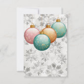 冬の雪の結晶ボールオーナメントベビーシャワー サンキューカード (裏面)
