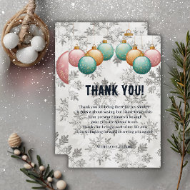 冬の雪の結晶ボールオーナメントベビーシャワー サンキューカード