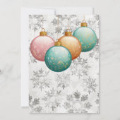 冬の雪の結晶ボールオーナメントベビーシャワー 招待状 (裏面)