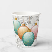 冬の雪の結晶ボールオーナメントベビーシャワー 紙コップ (裏面)