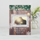 冬の雪の結晶ライトフォト結婚ズ 招待状 (スタンド正面)