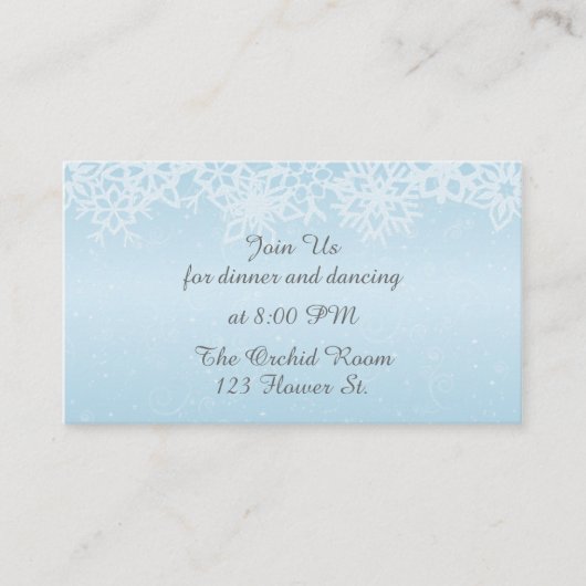 冬の雪の結晶披露宴カード エンクロージャーカード (正面)